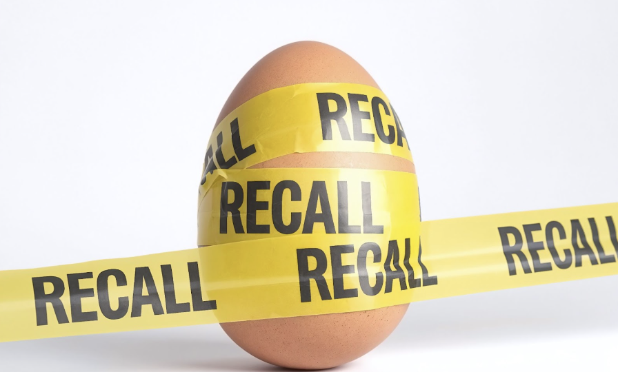 Egg wrapped in recall tape